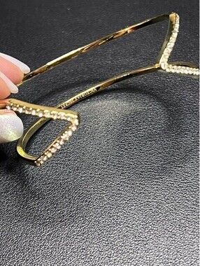 B5986 Victoria's Secret Open Cuff Bracelet Pave Rhinestone V-Shape Gold Tone